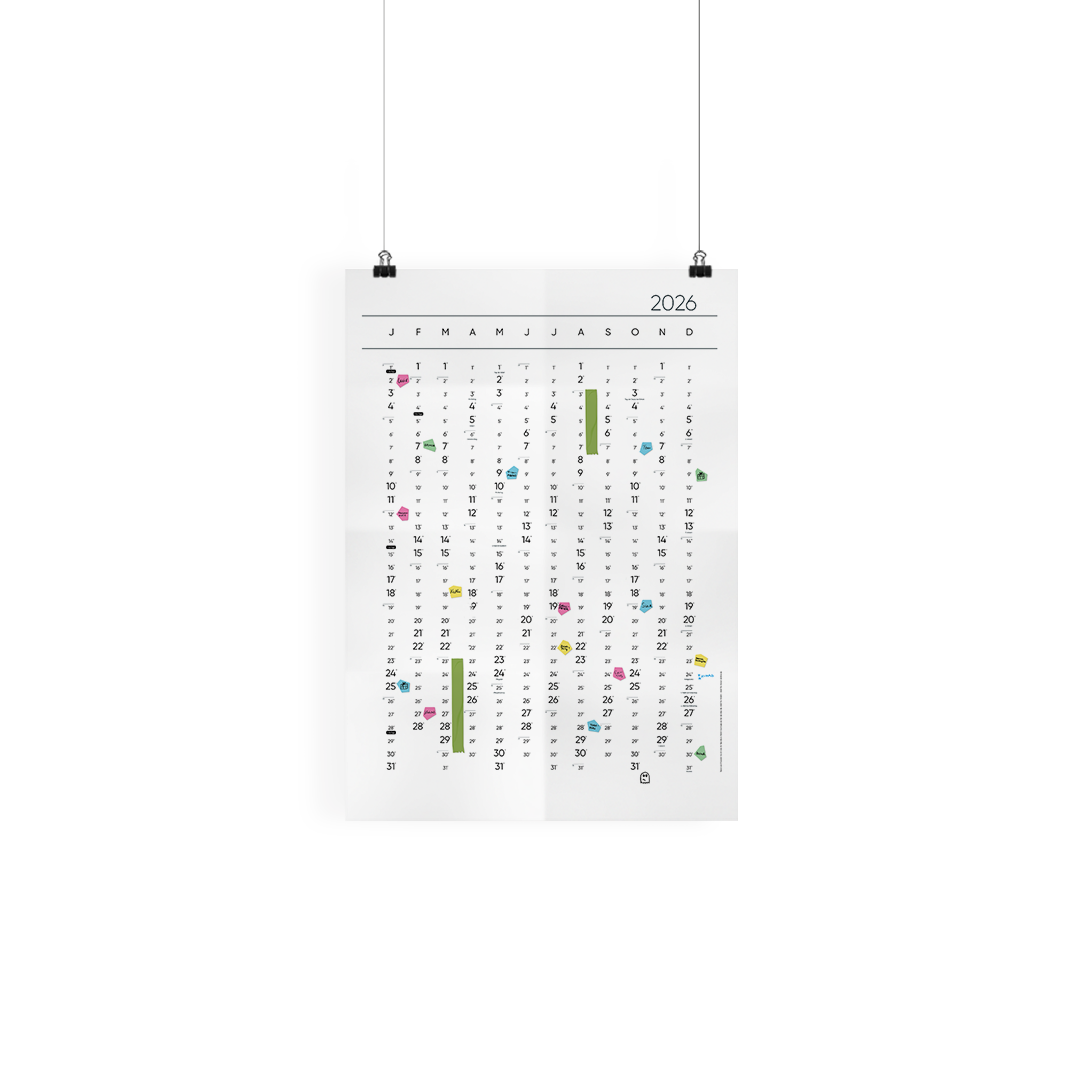 Jahreskalender-Poster 2026 weiß